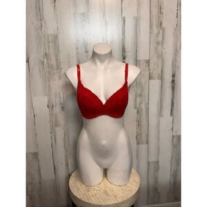 Lively 34DD Red Lace Underwire Bra Adjustable Straps Mesh Detail NWT